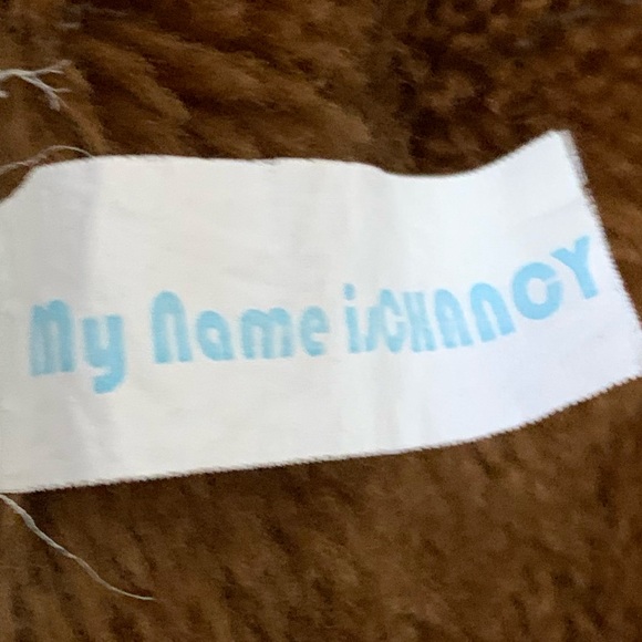 Vintage Satin Trim Teddy Bear Plush Blanket Bear Rug - Brown - Cream - 26”x26” - Picture 5 of 8